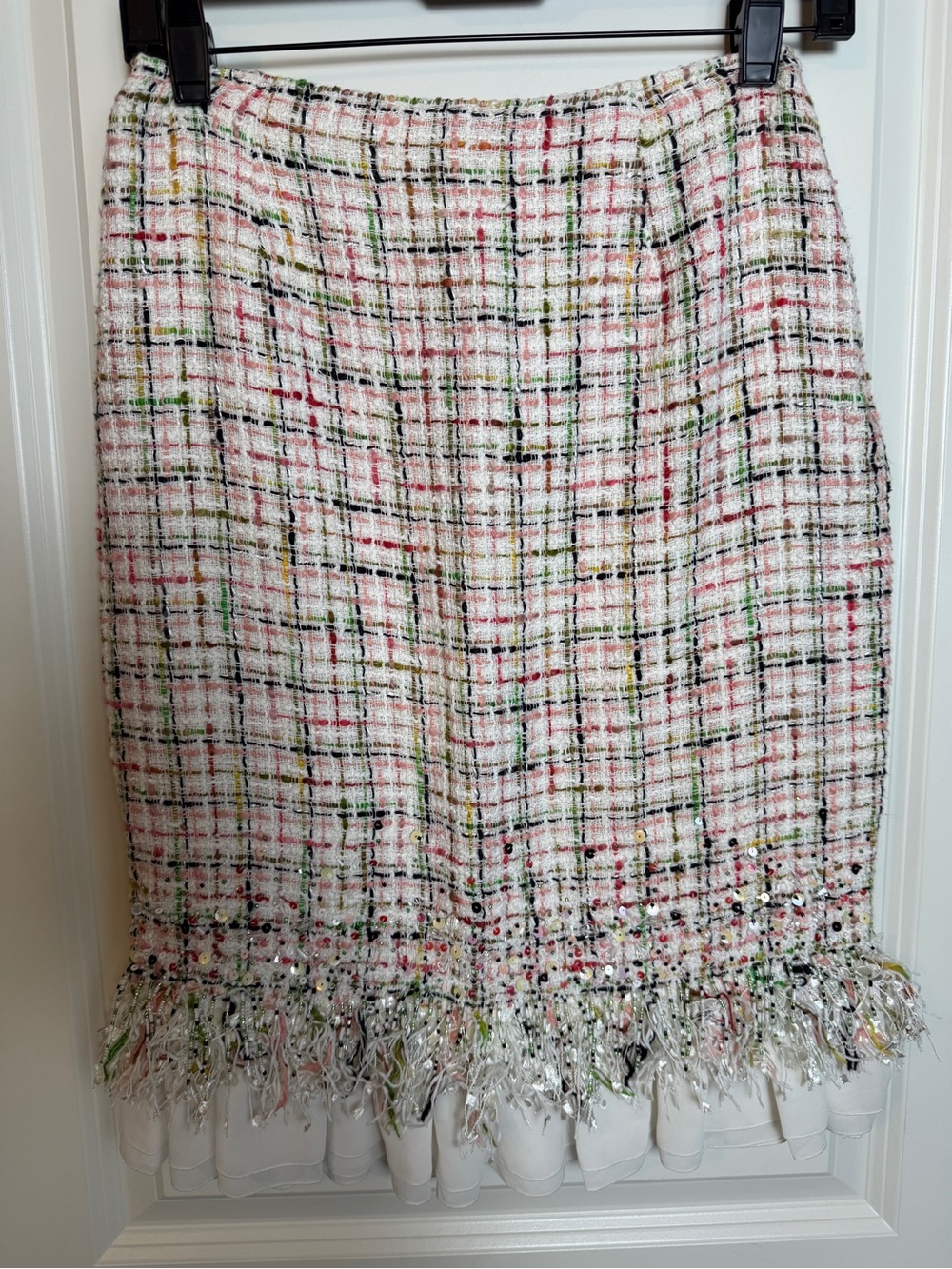 Lafayette 148 Beaded Fringe Tweed Skirt